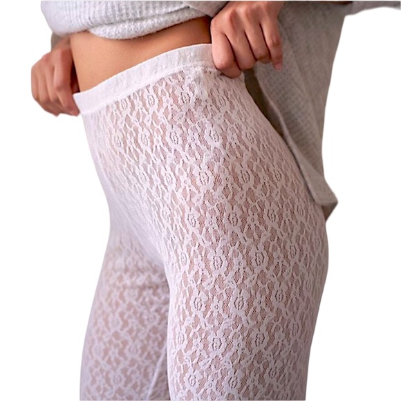 COPY - NWT FP Intimately Layered in Lace Leggings ivory sheer - Picture 2 of 11